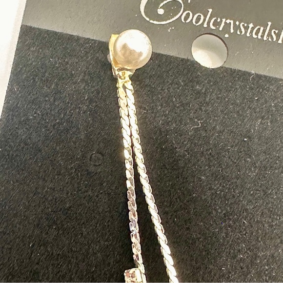 Silver Crystal Pearl Tassel Drop Earrings Long Rhinestone Bridal Prom - Picture 8 of 13